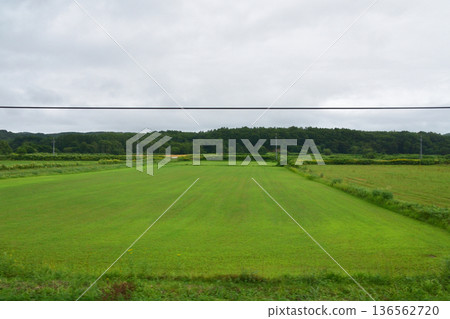 JR Hokkaido Hakodate Main Line: Scenery from the window of a local train from Neppin Station to Oshamanbe Station (Summer rain, 2023) 136562720
