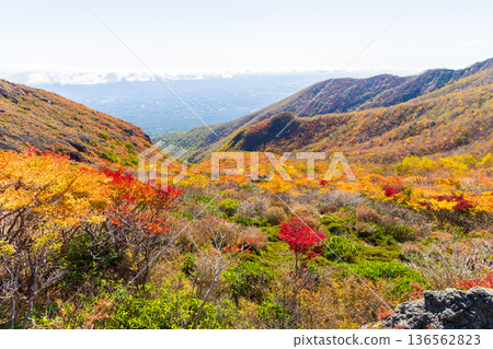 Autumn in Nasu Town, Tochigi Prefecture - Japan's 100 Famous Mountains, Mt. Nasu (Mt. Chausu) with Autumn Foliage 136562823