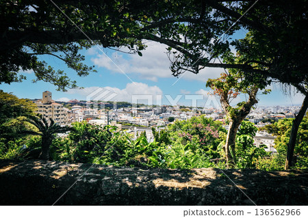 Beautiful Okinawan cityscape seen from the hill 136562966
