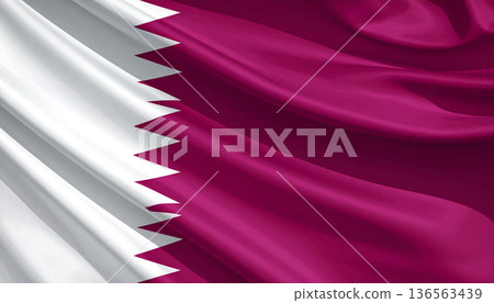 Qatar Flag Waving Fabric Texture 136563439