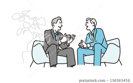 兩個商人交談的簡單插圖，商業場景 136563458