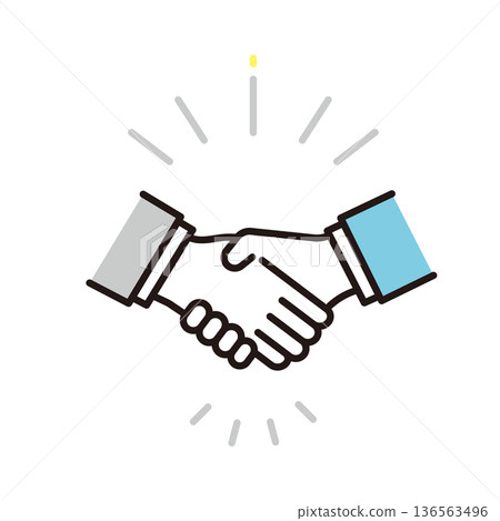 Simple illustration of a business man shaking hands in a business scene Simple illustration of a business man shaking hands in a business scene 136563496