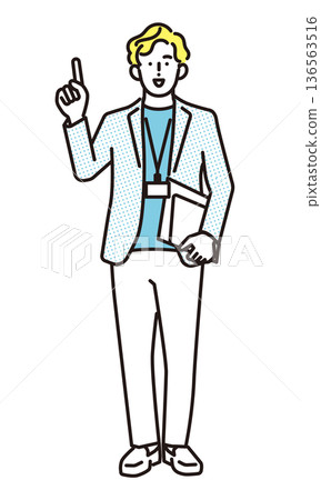 Simple illustration of a smiling business man in a business scene Simple illustration of a smiling business man in a business scene 136563516