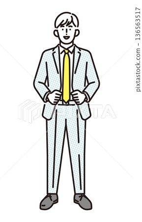 Simple illustration of a smiling business man in a business scene Simple illustration of a smiling business man in a business scene 136563517
