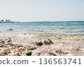Blue sea and sandy beaches of northern Okinawa Background and slideshow material 136563741