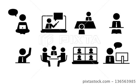 Human Pictogram Businessman and Student with Tie Meeting Study Training Interview Set Human Pictogram Businessman and Student with Tie Meeting Study Training Interview Set 136563985