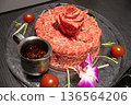 A gourmet photo of a meat dish with stylish presentation 136564206