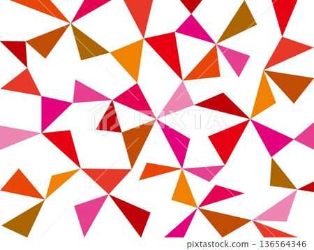 Geometric pattern, triangles, white background, colorful, orange, pink 136564346