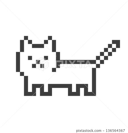 Pixel art colorless cat Pixel art colorless cat 136564367
