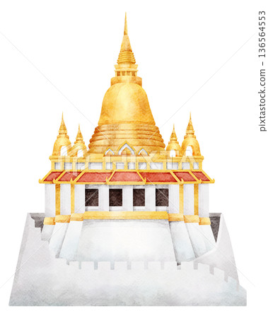Golden Buddhist Temple Illustration Golden Buddhist Temple Illustration 136564553