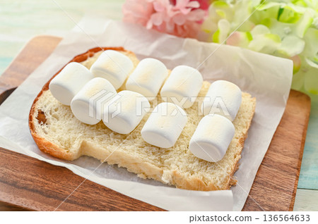 Marshmallows on browned toast 136564633