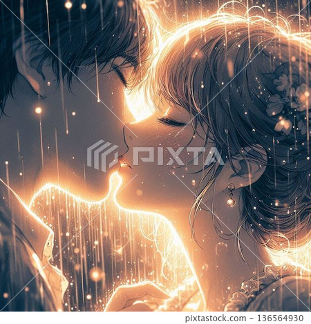 Beautiful kiss, enchanting kiss, romantic kiss 136564930