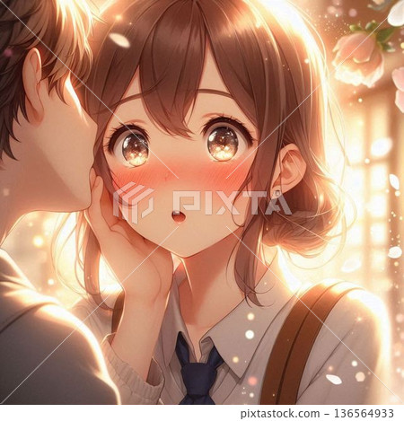 Beautiful kiss, enchanting kiss, romantic kiss 136564933