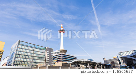 Cityscape around Kyoto Station (numbers, logos, and people edited) 136565657