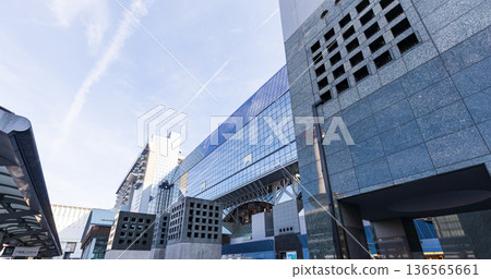 Cityscape around Kyoto Station (numbers, logos, and people edited) 136565661
