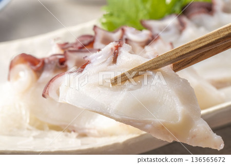 Assorted fresh and delicious octopus sashimi Assorted fresh and delicious octopus sashimi 136565672