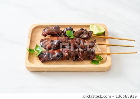 grilled chicken liver with herbs and spices grilled chicken liver with herbs and spices 136565919
