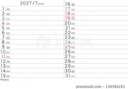 2027 Simple Calendar July Day of the Week Japanese 2027 Simple Calendar July Day of the Week Japanese 136566281