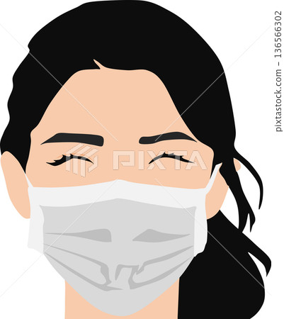 圖:一名女子戴著口罩,以預防感冒和花粉症 圖:一名女子戴著口罩,以預防感冒和花粉症 136566302