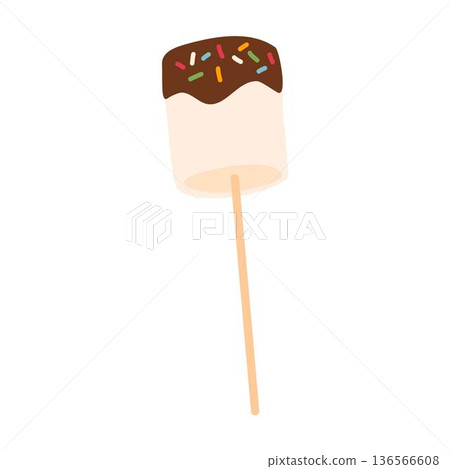 Scattered marshmallows with chocolate dipped Scattered marshmallows with chocolate dipped 136566608