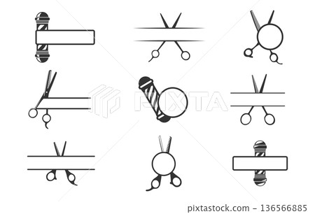 Barber split monogram svg, Barber tools monogram, Barber tools logo, Barber circle monogram vectors -V02. 136566885