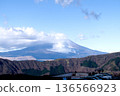 Mount Fuji floating above the majestic sky and clouds 136566923