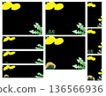 Dandelion and frog banner set (rectangular, horizontal, vertical, black background) 136566936