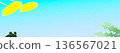 Dandelion and frog horizontal banner material (light blue gradation) 136567021