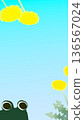 Dandelion and frog vertical banner (light blue gradation) 136567024