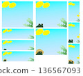 Dandelion and frog banner set (rectangular, horizontal, vertical, light blue gradient) 136567093