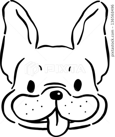 Cute French Bulldog Tongue Out Oultine Hand Drawn Cute French Bulldog Tongue Out Oultine Hand Drawn 136568496