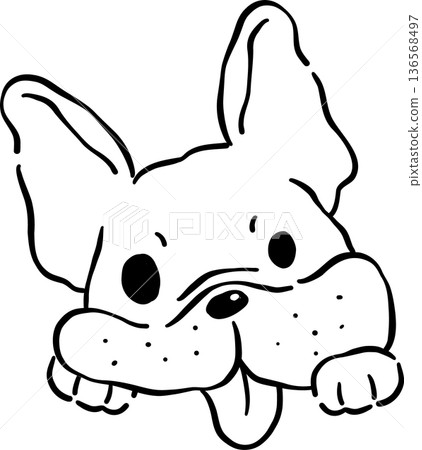 Surprised Face French Bulldog Tongue Out Oultine Hand Drawn Surprised Face French Bulldog Tongue Out Oultine Hand Drawn 136568497