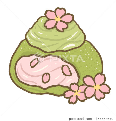 Sakura Matcha Cream Filled Mochi Dessert Illustration Japanese Wagashi Green Tea Sweet Cute Pastel Spring Food Artwork Sakura Matcha Cream Filled Mochi Dessert Illustration Japanese Wagashi Green Tea Sweet Cute Pastel Spring Food Artwork 136568650