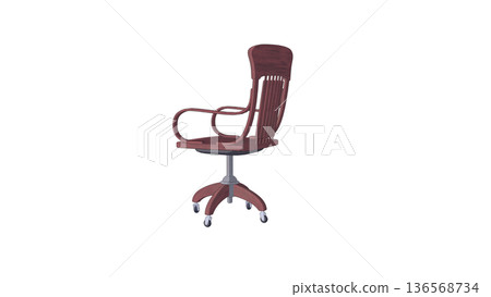 Retro wooden office chair (swivel chair) - 3D illustration of vintage furniture Retro wooden office chair (swivel chair) - 3D illustration of vintage furniture 136568734