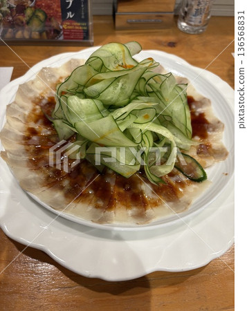 Cucumber and pork shabu salad 136568831