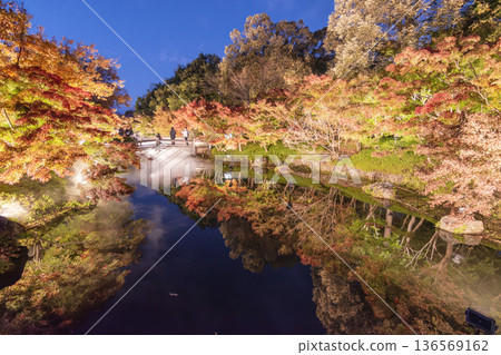 Yubatake in autumn, colored by autumn leaves Yubatake in autumn, colored by autumn leaves 136569162
