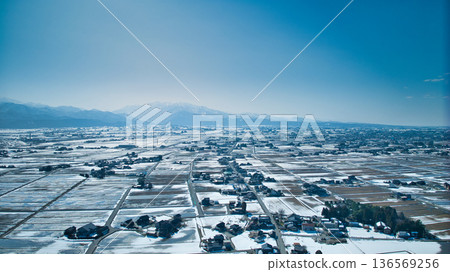 A slight snow melt on the Kurobe River alluvial fan and coastline in Toyama Prefecture, Japan A slight snow melt on the Kurobe River alluvial fan and coastline in Toyama Prefecture, Japan 136569256