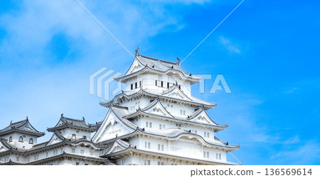 Spring blue sky and Himeji Castle, a World Heritage Site and National Treasure in Himeji City, Hyogo Prefecture Spring blue sky and Himeji Castle, a World Heritage Site and National Treasure in Himeji City, Hyogo Prefecture 136569614