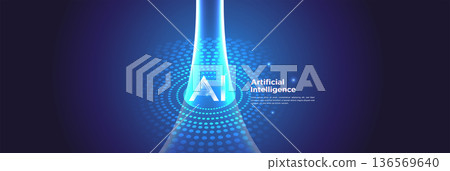 Generative AI Technology Background with Light Beam Generative AI Technology Background with Light Beam 136569640