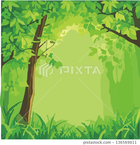 大量綠樹和空間的向量插圖 136569811