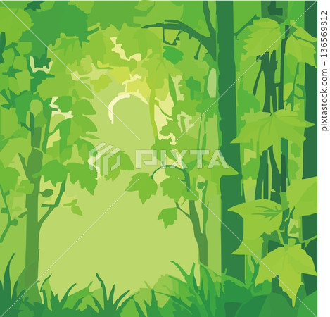 綠葉繁茂的樹木向量圖 綠葉繁茂的樹木向量圖 136569812
