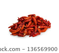 Dried red Karen chili is traditional Asia chili (Prik Ka Reang) on white background 136569900