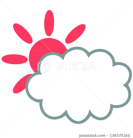 Simple sunny with occasional cloudy weather symbol 136570168