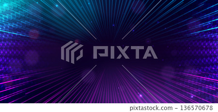 Hi tech speed lines overlapping element on dark blue background with lighting effect. 136570678