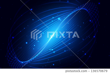 Futuristic lines curve with lighting effect on blue background. Technology network concept. 136570679