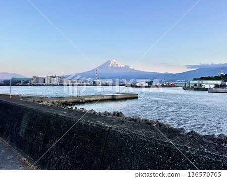 Tagonoura Harbor and Mt. Fuji 136570705