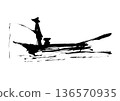 Fisherman silhouette material 136570935