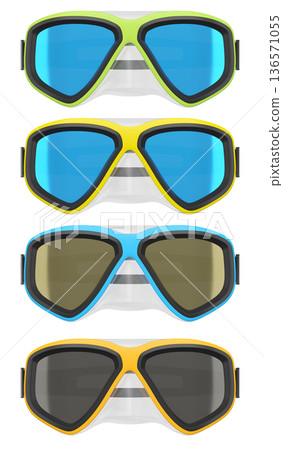Set of diving mask and snorkel for snorkeling on white background. 136571055