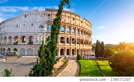 Front View of the Colosseum in Rome 136571207
