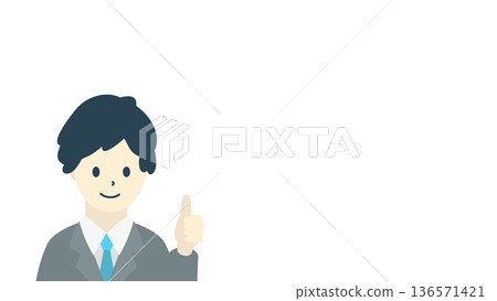 Business person illustration of a man in a suit giving a thumbs up OK sign (with space) Business person illustration of a man in a suit giving a thumbs up OK sign (with space) 136571421